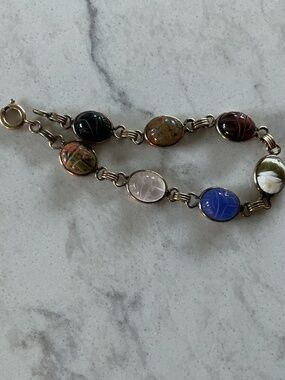 12K GOLD FILLED SCARAB 7 stone bracelet